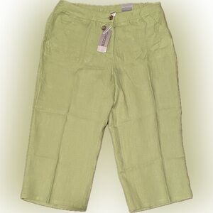 NWT Chico’s Plus Size Sanibel Linen Avocado Green Capri Pants Size 2.5/14/L